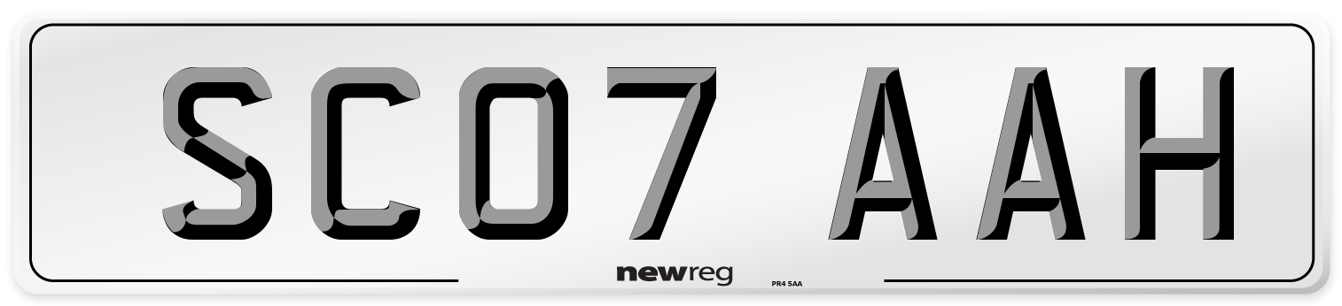 SC07 AAH Number Plate from New Reg